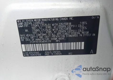 2014 Toyota Rav4 Limited из США, поврежденный, VIN 2T3YFREVXEW096328